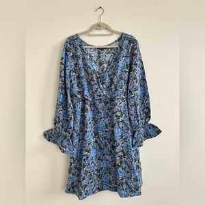 Suzanne Betro Tropical Floral Ruffle Waist Mumu A-Line Dress Sz 1X